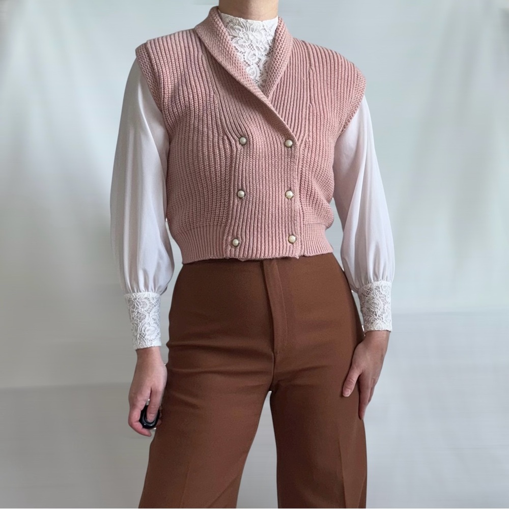 Vintage 80s/1980s blush pink sweater vest